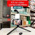 🎥 Tripode profesional de video BrillaKit® – Tu estudio portátil con luz, micrófono y control remoto... ¡todo en uno!