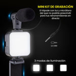 🎥 Tripode profesional de video BrillaKit® – Tu estudio portátil con luz, micrófono y control remoto... ¡todo en uno!