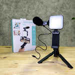 Kit completo para creadores Micrófono + trípode + luz + control Bluetooth