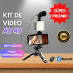 🎥 Tripode profesional de video BrillaKit® – Tu estudio portátil con luz, micrófono y control remoto... ¡todo en uno!