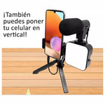 🎥 Tripode profesional de video BrillaKit® – Tu estudio portátil con luz, micrófono y control remoto... ¡todo en uno!